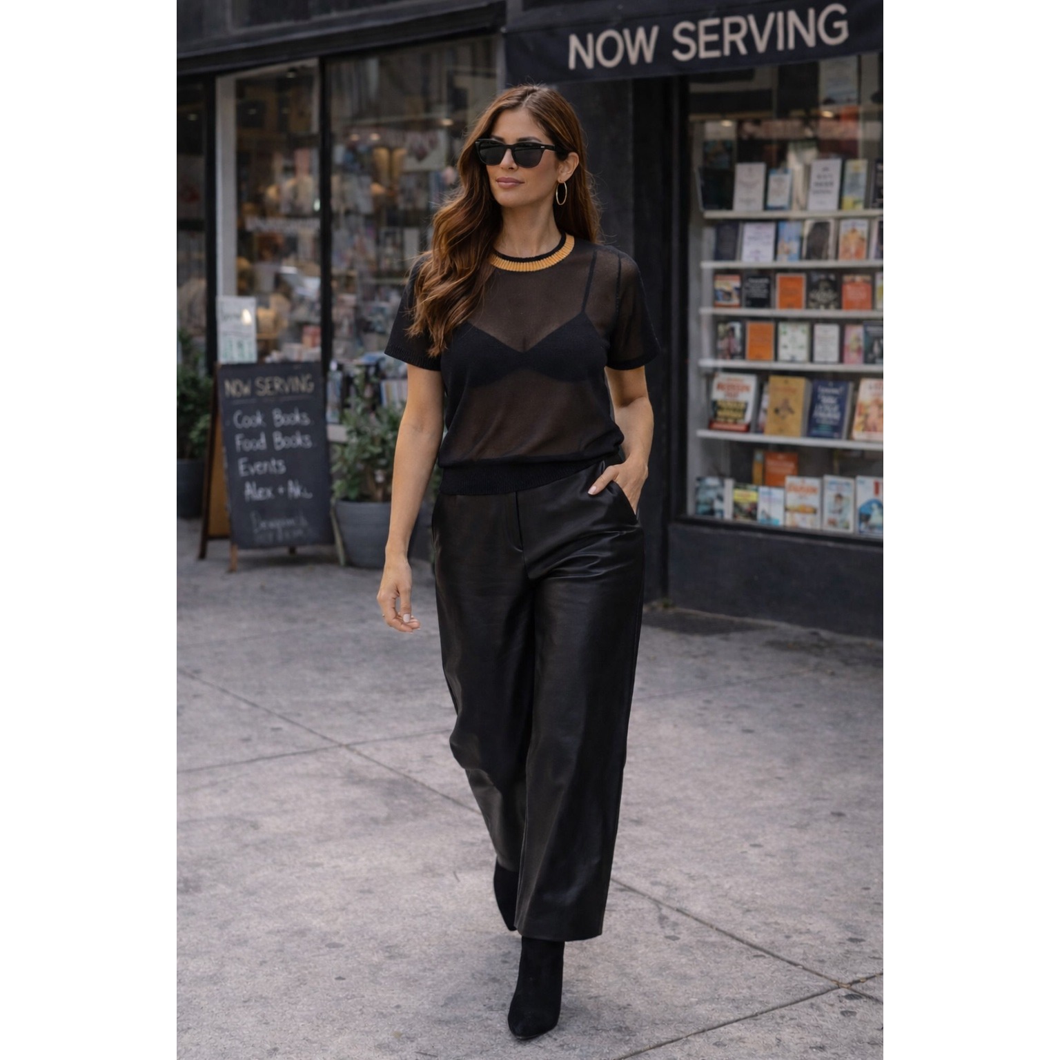 Dorothee Schumacher Sheer Knit Top Black/Camel Usa M/L